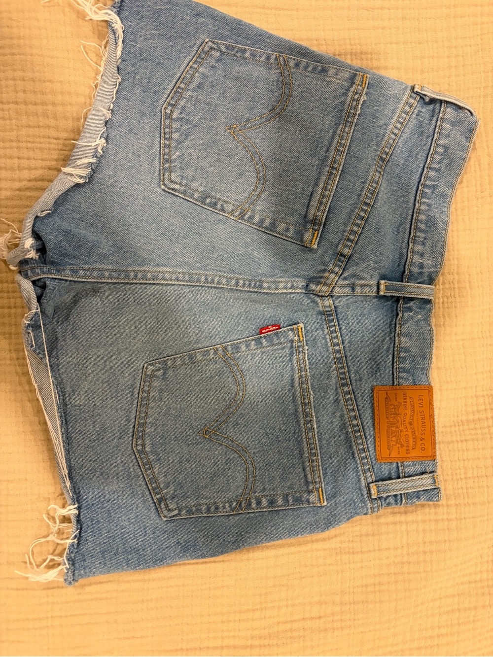 Levi's Light Blue Distressed Jean Shorts - Picture 3 of 3